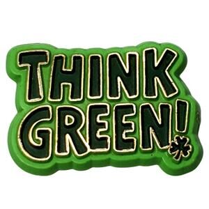 Vintage Hallmark Think Green Clover Pin Holiday 1.25"